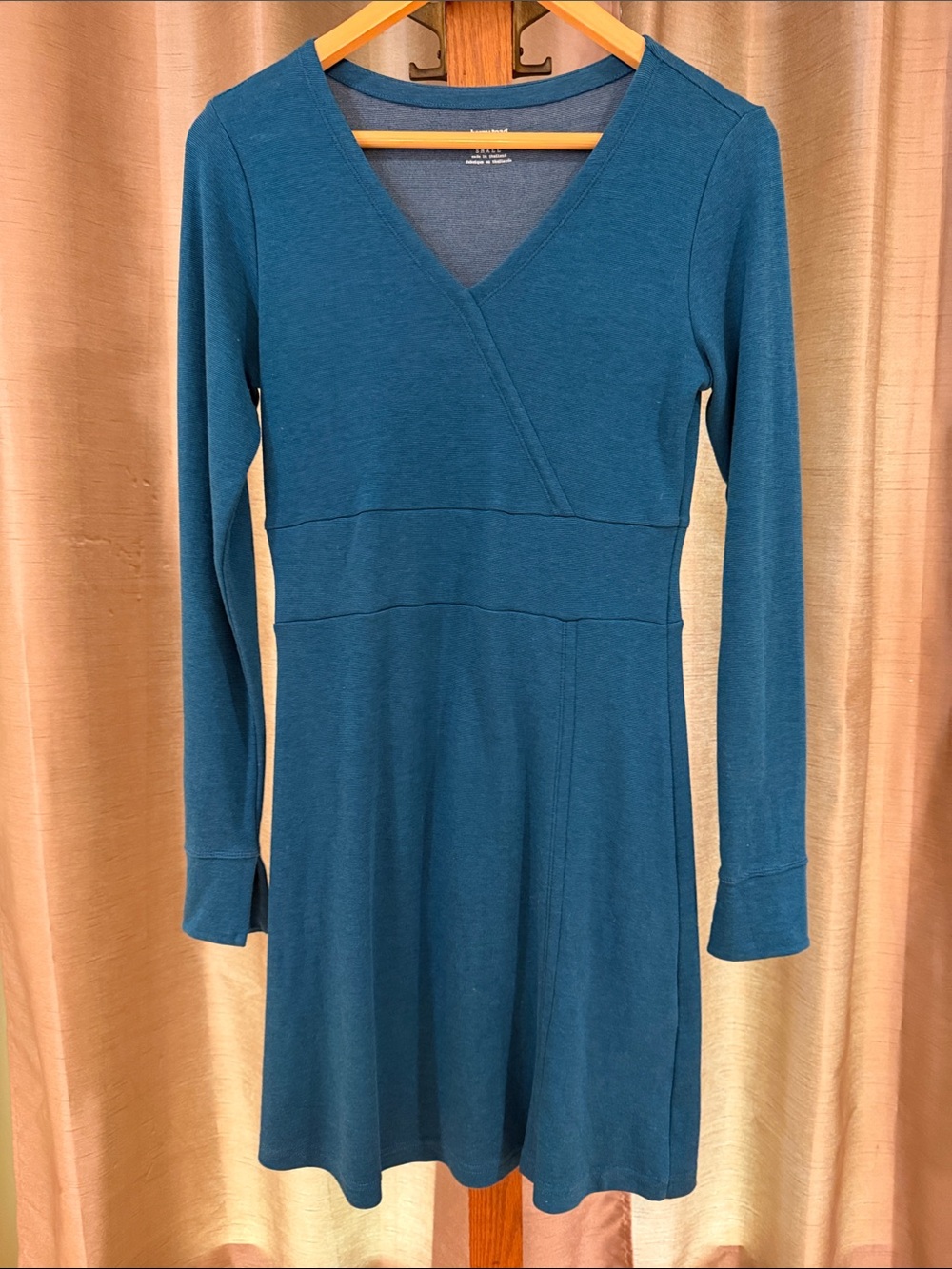 Horny Toad Teal Long-Sleeve V-Neck Fit & Flare Dress